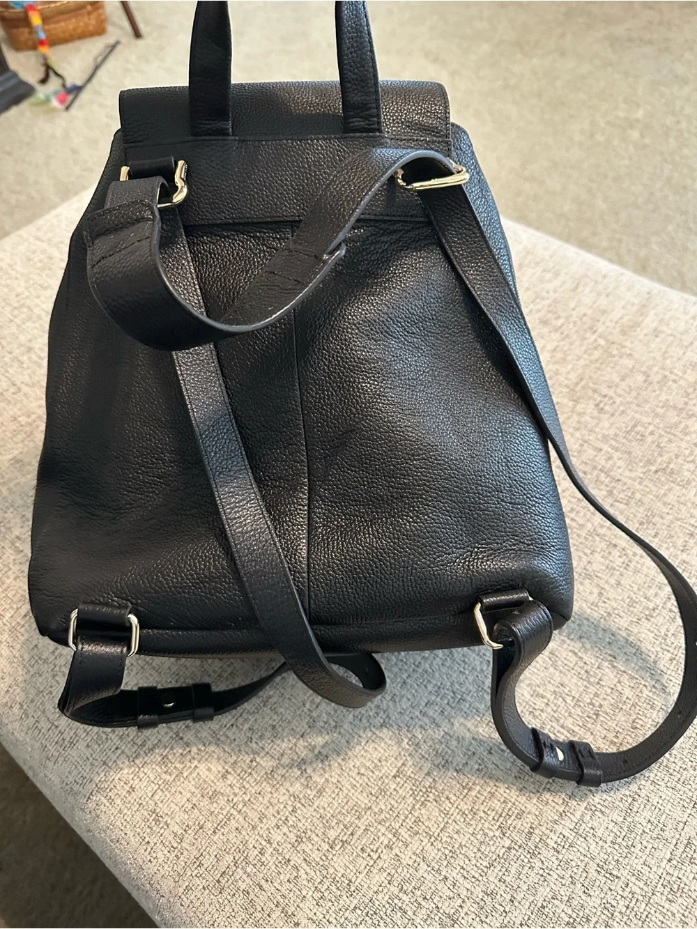 Cole Haan Black Pebbled Leather Backpack